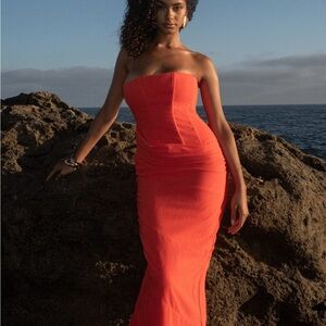 Jluxlabel Strapless Linen Maxi Dress, size S